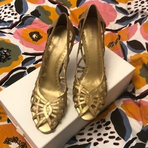 BCBG Girls gold pumps
